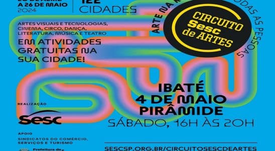 Ibaté terá apresentações gratuitas do Circuito Sesc de Artes no sábado (04)