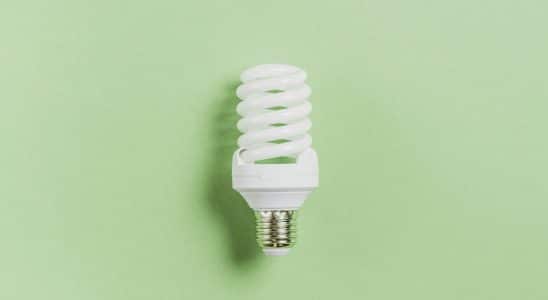 compact fluorescent light bulb green background