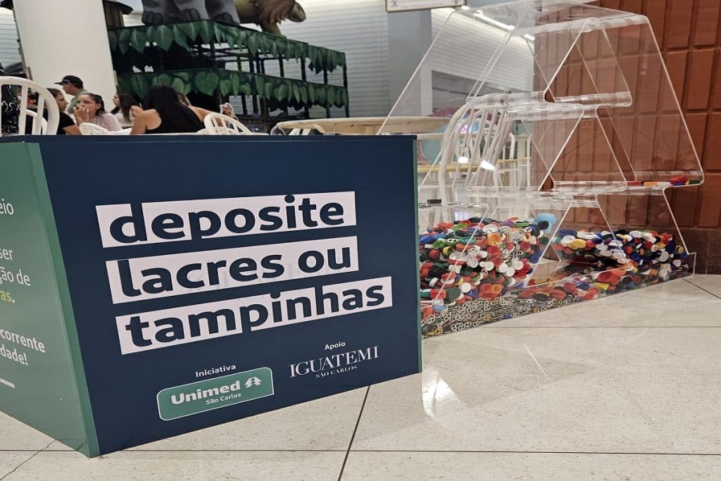 Ponto de coleta de lacres e tampinhas no Shopping Iguatemi