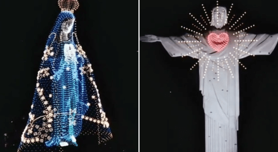 nossa senhora projetada cristo redentor
