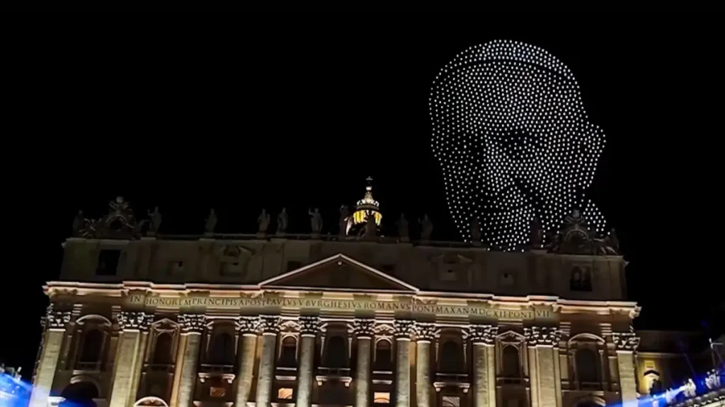 Vaticano recebe show histórico de rap e encanta 80 mil pessoas 4 show drone vaticano papa francisco