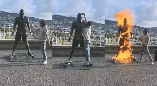 Homem ateia fogo em estátua de Cristiano Ronaldo na ilha da Madeira 4 image 100